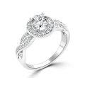925 Silver Halo Cubic Zirconia Engagement Ring